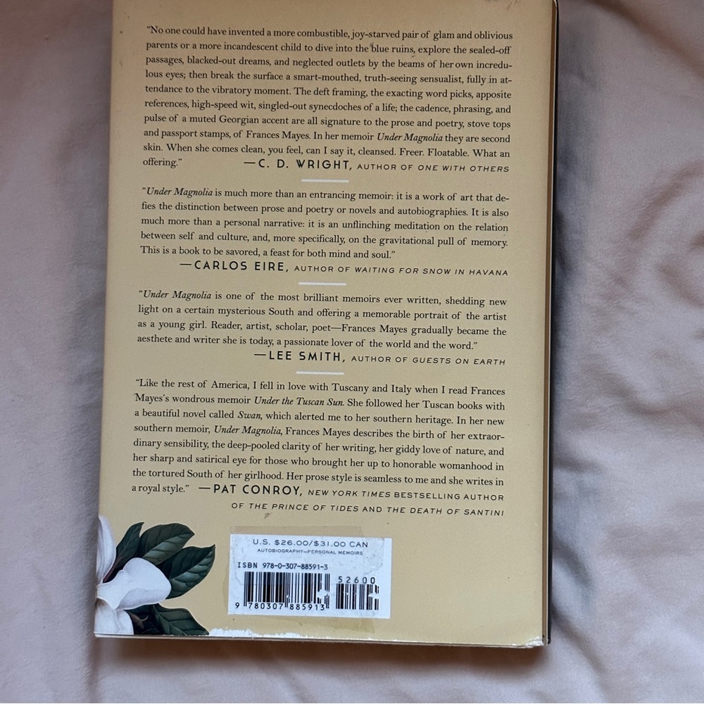π’ Under Magnolia: A Southern Memoir by Frances Mayes | Memoir | Hardcover Book - Picture 2 of 6